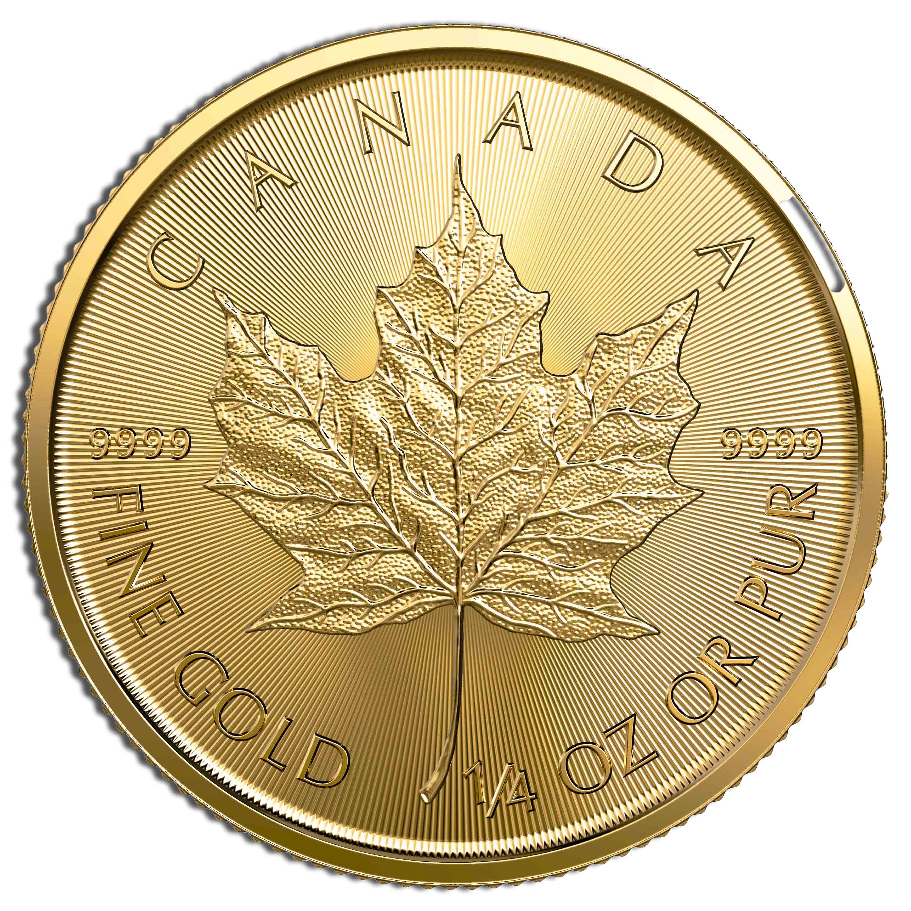 1/4 Oz Gold Canadian Maple Leaf - BU (Random Year, Sealed Packaging)