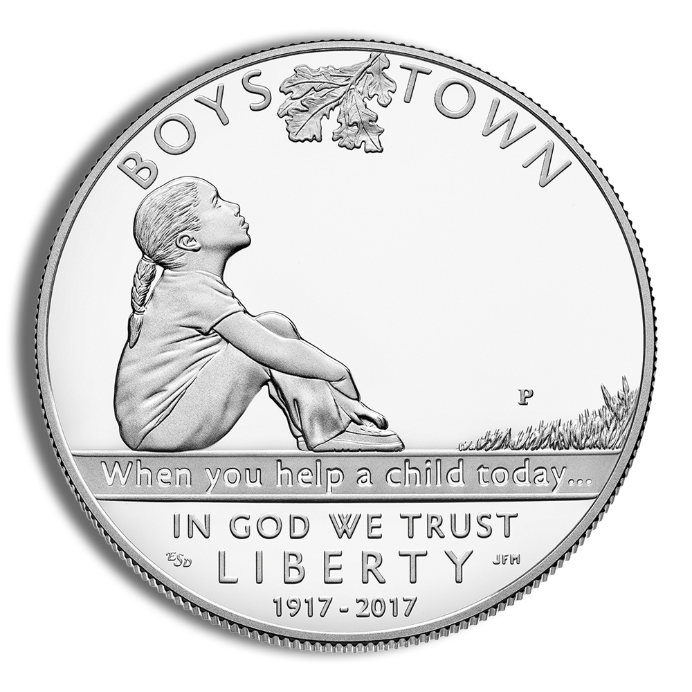 2017-P $1 Boys Town Centennial Silver Commemorative Proof - BU