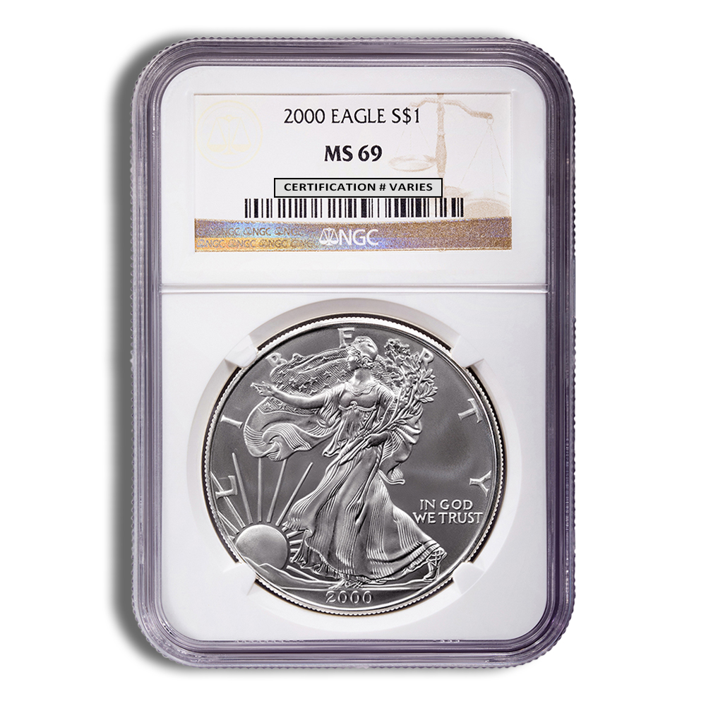 2000 Silver American Eagle - NGC MS69