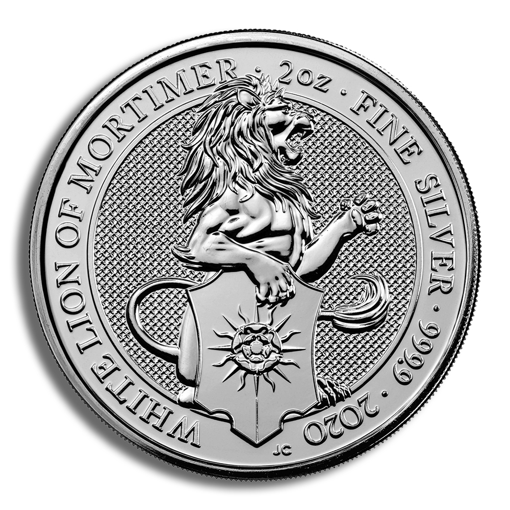 2020 2 Oz Silver Great Britain Queen's Beasts (White Lion of Mortimer) - BU