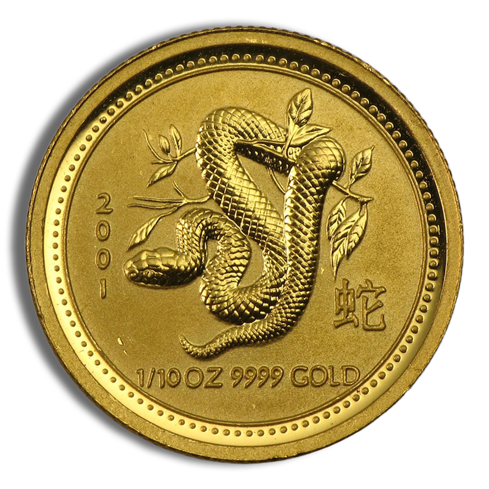 2001 1/10 Oz Australia Gold Lunar Snake (Series I) - BU