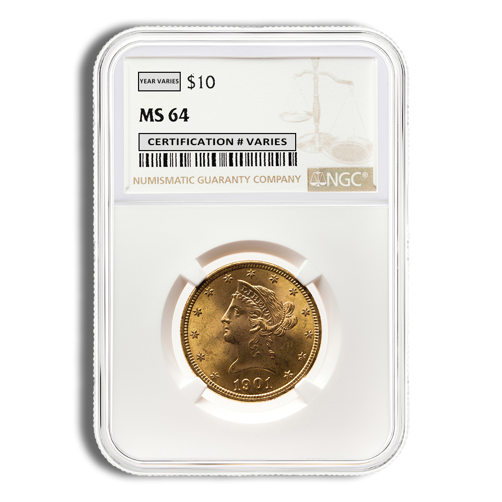 $10 Gold Liberty Eagle - NGC MS64 (Random Year)