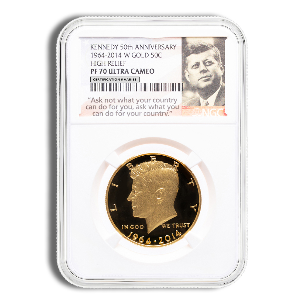 2014-W 3/4 Oz JFK Half Dollar Gold Coin - NGC PF70 (Random Label)