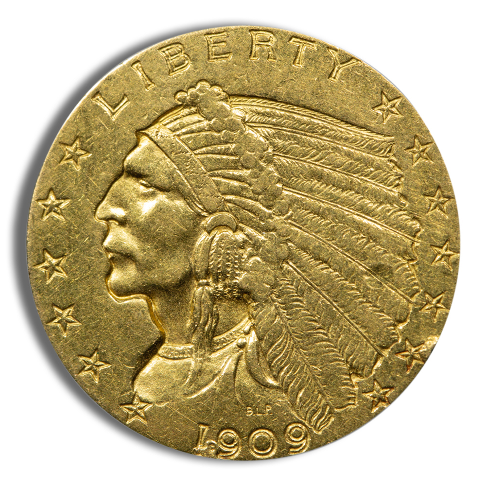 $2.5 Gold Indian Quarter Eagle (Random Year, Cleaned or Low Grade)