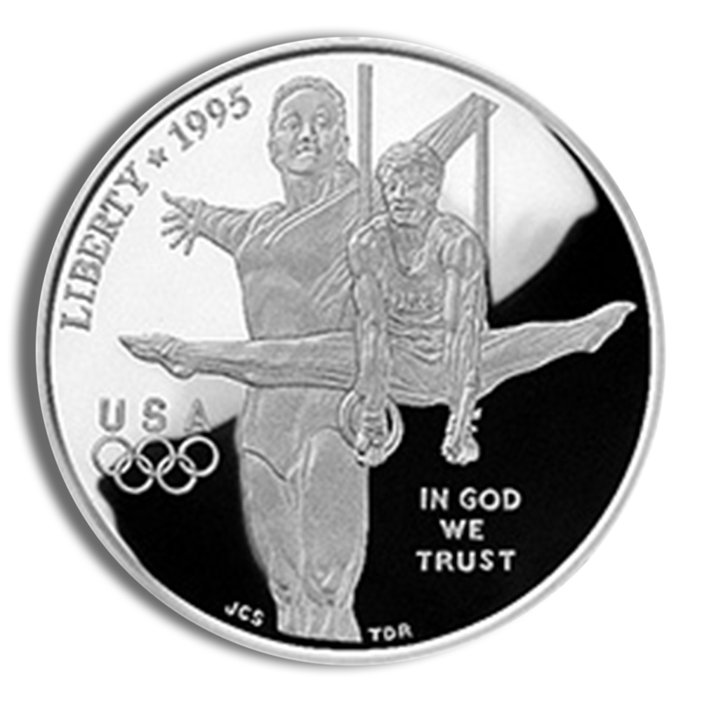 1995-P $1 Gymnast Silver Commemorative Proof - BU