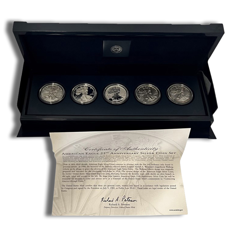 2011 Silver American Eagle 5 Coin Anniversary Set (with Box and COA)