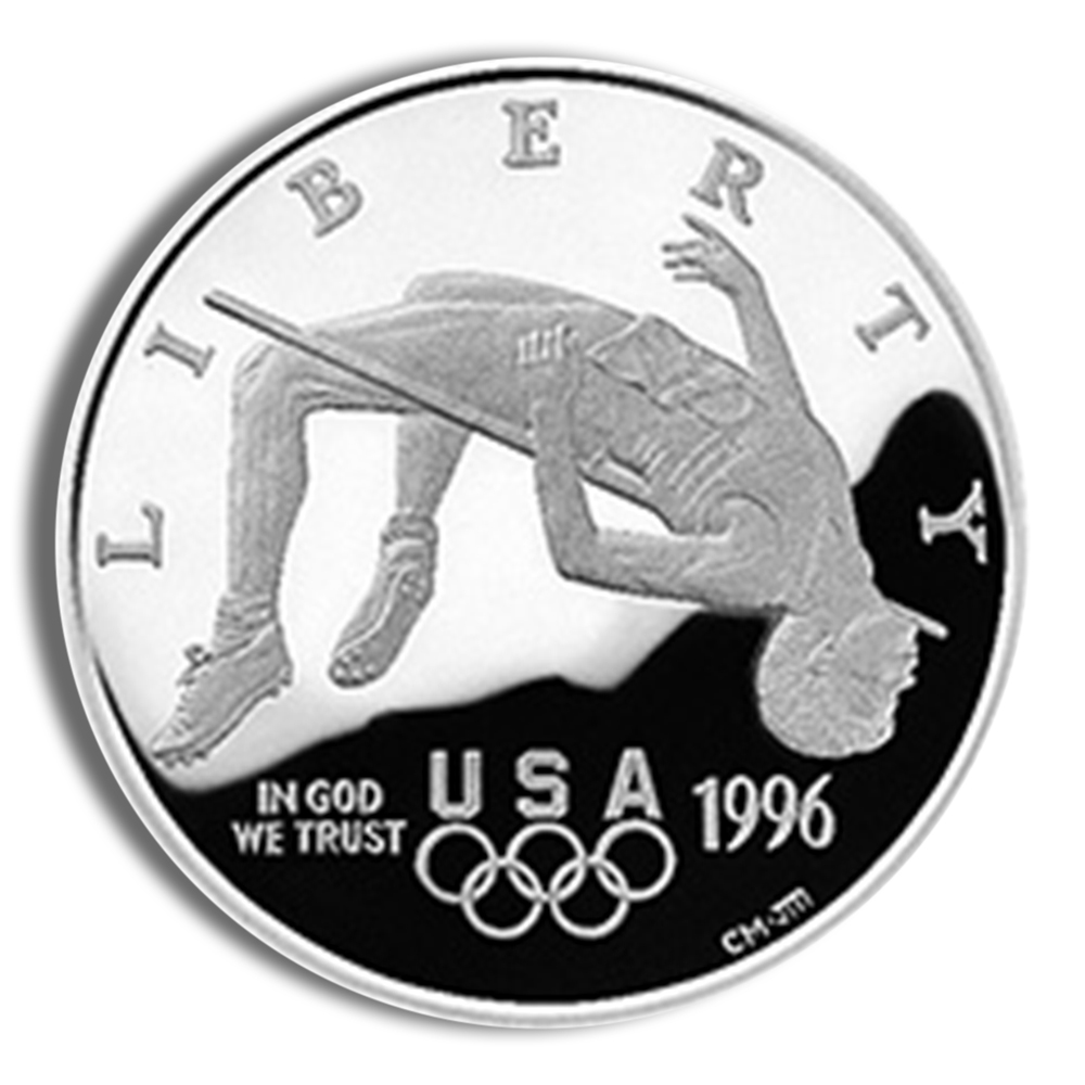 1996-P $1 High Jump Silver Commemorative Proof - BU