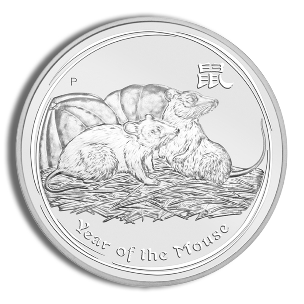 2008 1 Kilo Australia Silver Lunar Mouse (Series II) - BU