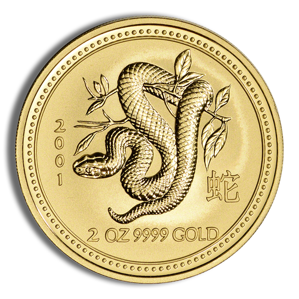 2001 2 Oz Australia Gold Lunar Snake (Series I) - BU