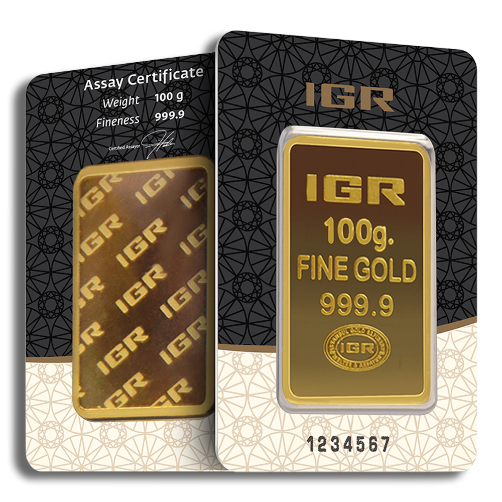 100 Gram Gold Bar - IGR Metals (In Assay Card)