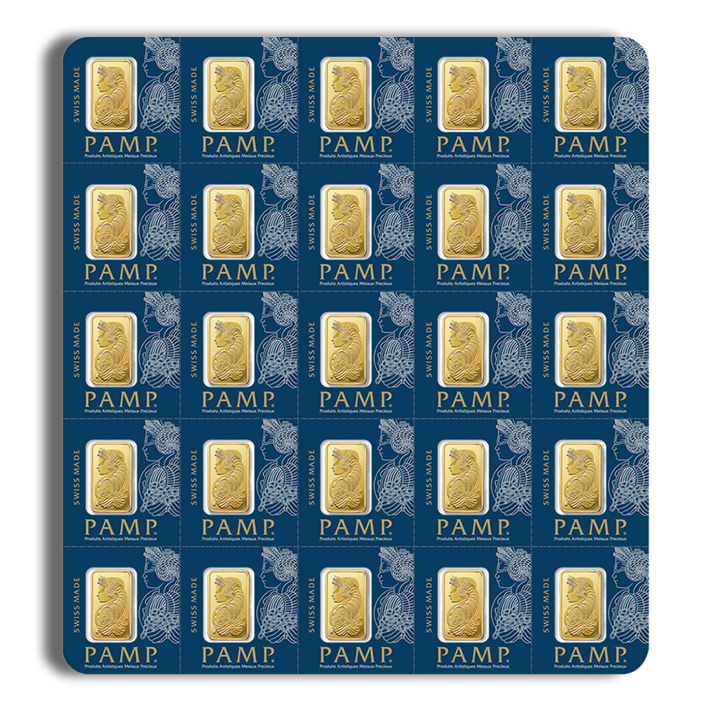 25 x 1 Gram Gold Bar - PAMP Suisse MultiGram Gold Bar (In Assay Card)