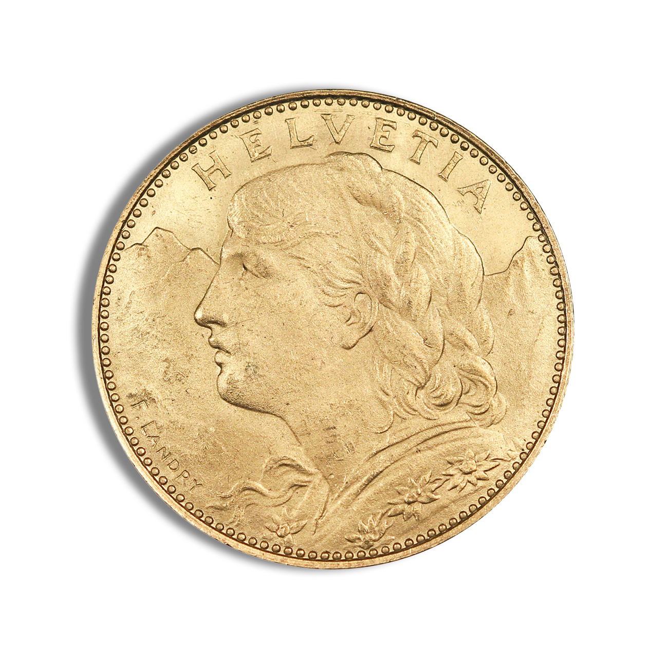 1911-1922 Switzerland Gold 10 Francs - AU+