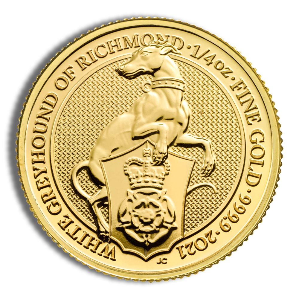 2021 1/4 Oz Great Britain Queen's Beast Gold Coin (Greyhound) - BU