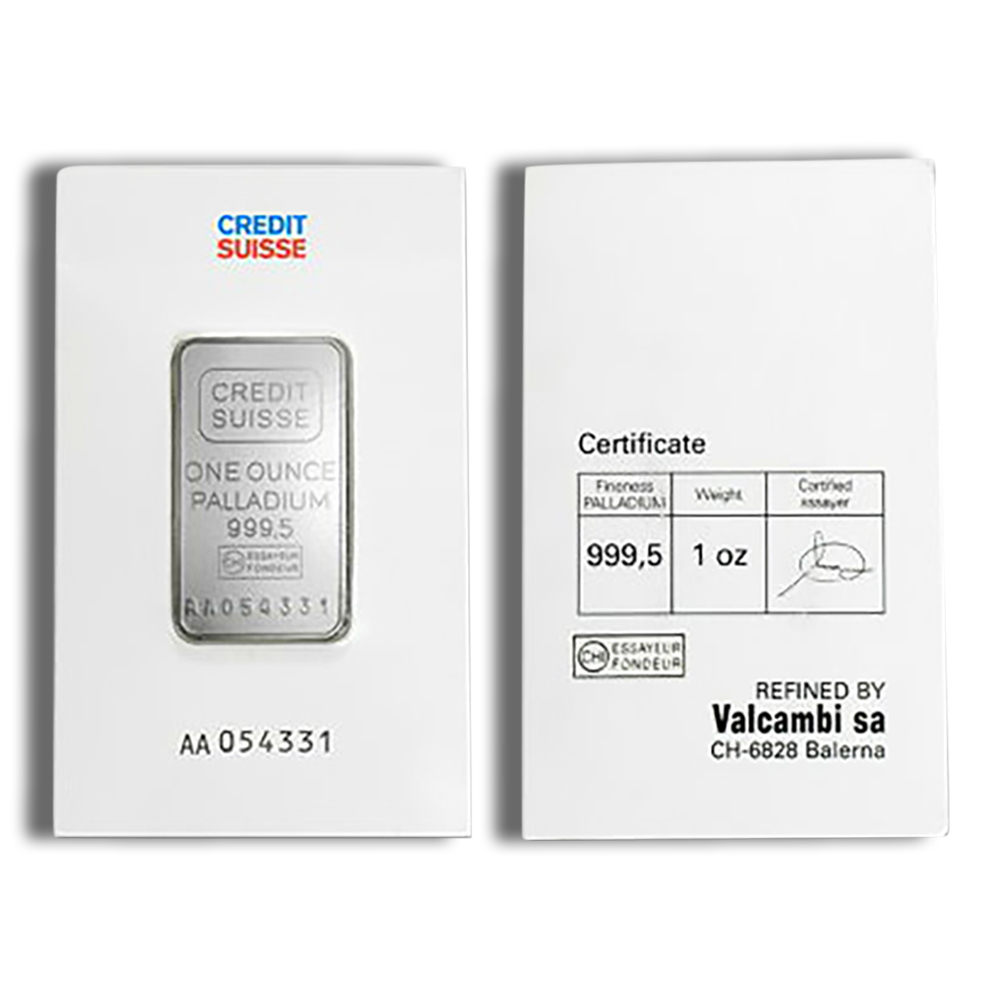 1 Oz Palladium Bar - Credit Suisse (In Assay Card)