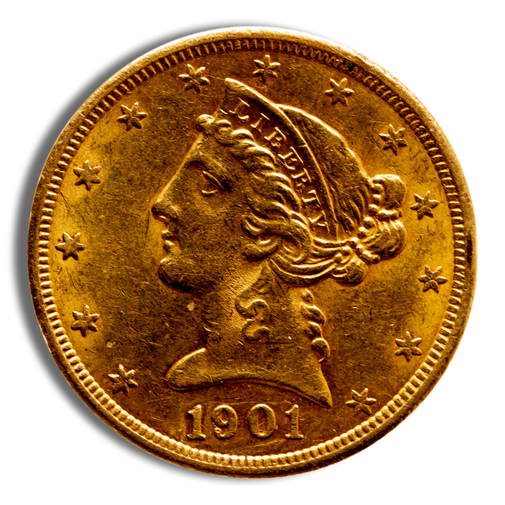 $5 Gold Liberty Half Eagle - AU (Random Year)