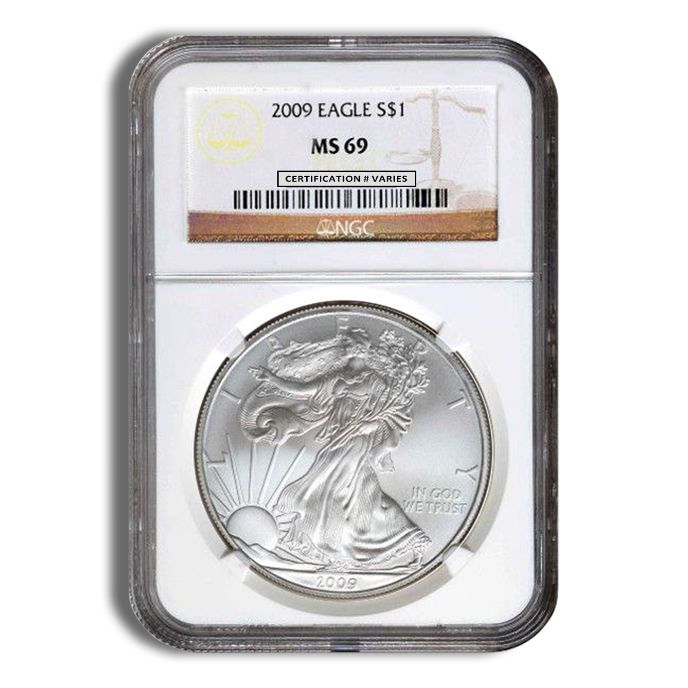 2009 Silver American Eagle - NGC MS69