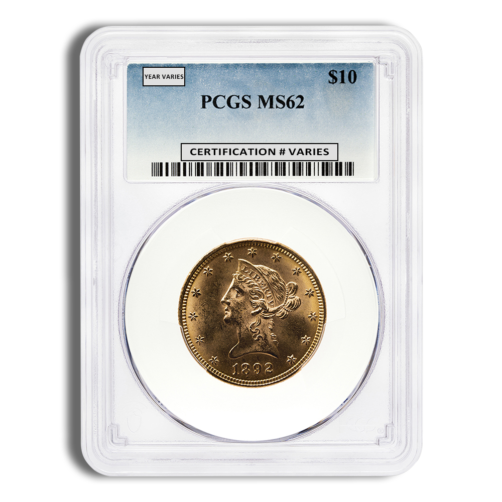 $10 Gold Liberty Eagle - PCGS MS62 (Random Year)