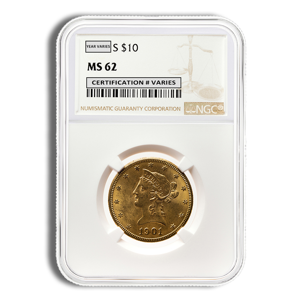 $10 Gold Liberty Eagle - NGC MS62 (Random Year)