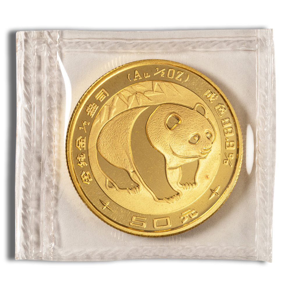 1/2 Oz China Gold Panda - BU (Random Year, Sealed Packaging)