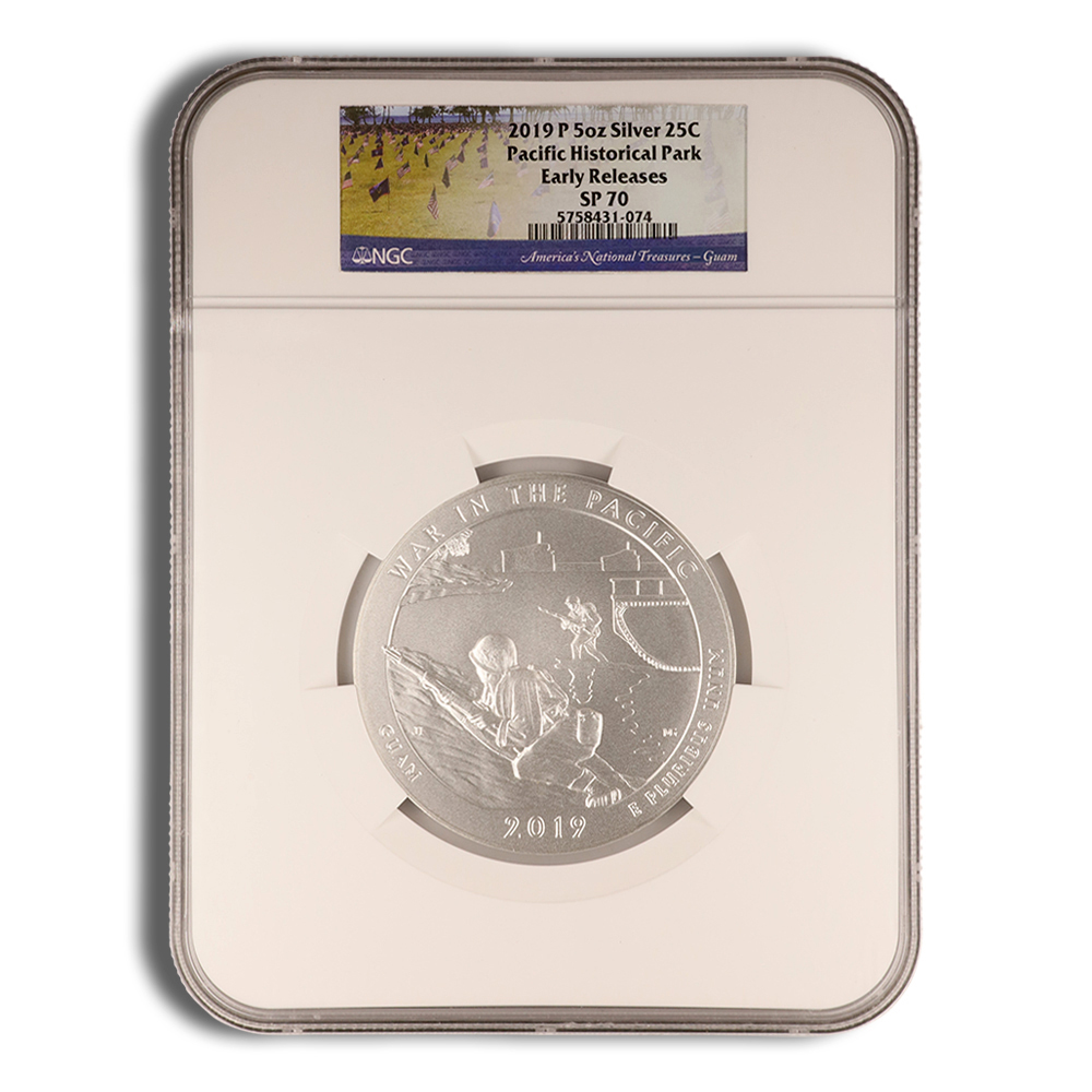 2019-P 5 Oz America The Beautiful War in the Pacific Silver Coin - NGC SP70