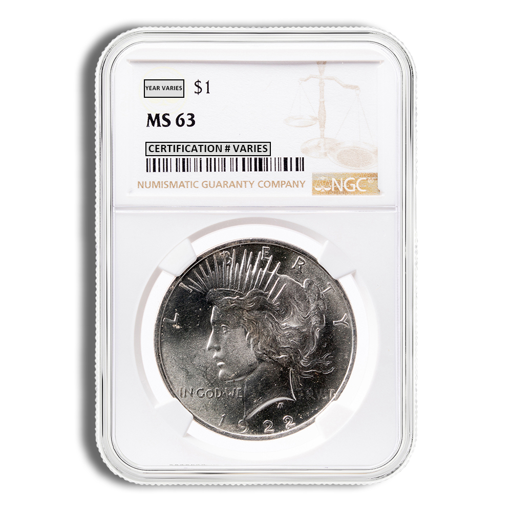 Peace Silver Dollar - NGC MS63 (Random Year)