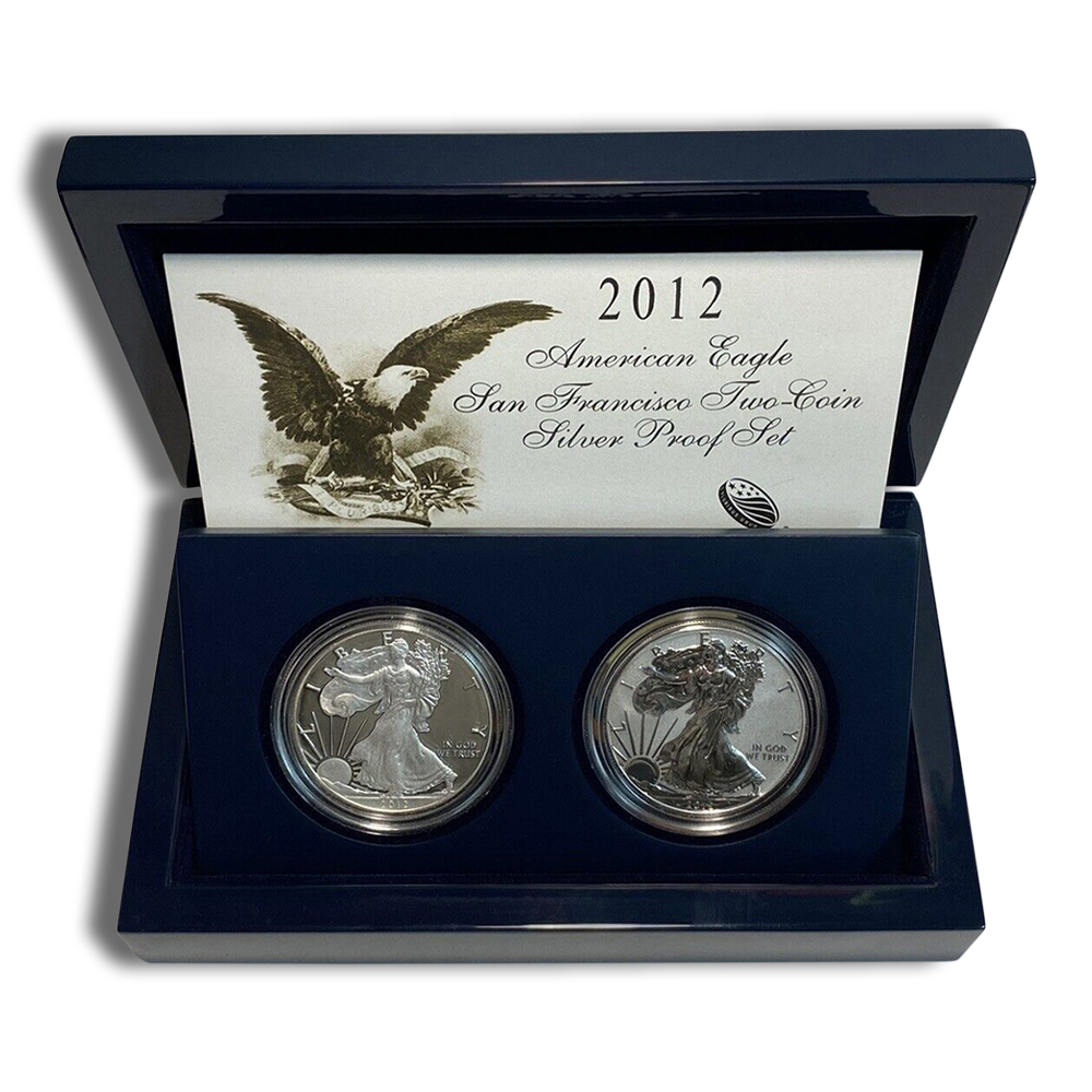 2012-S 2-Coin Silver American Eagle 75th Anniversary San Francisco Set (with Box and COA)