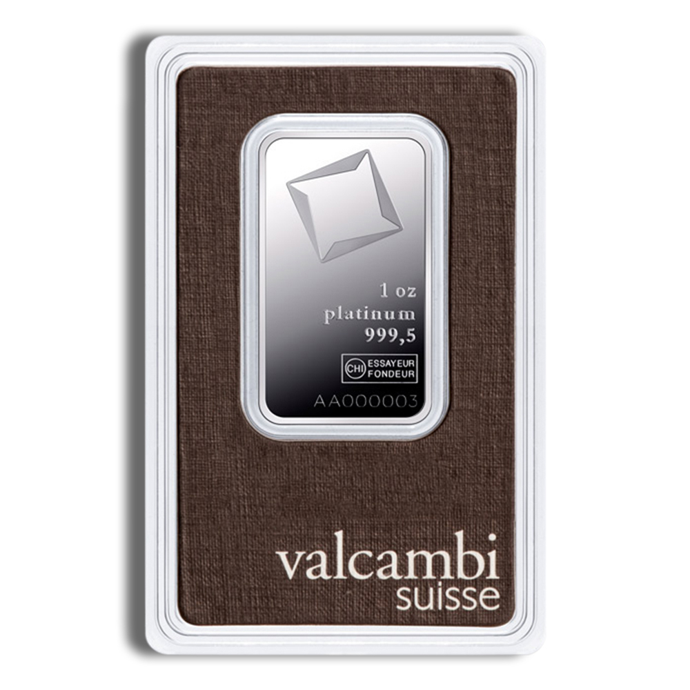 1 Oz Platinum Bar - Valcambi (In Assay Card)