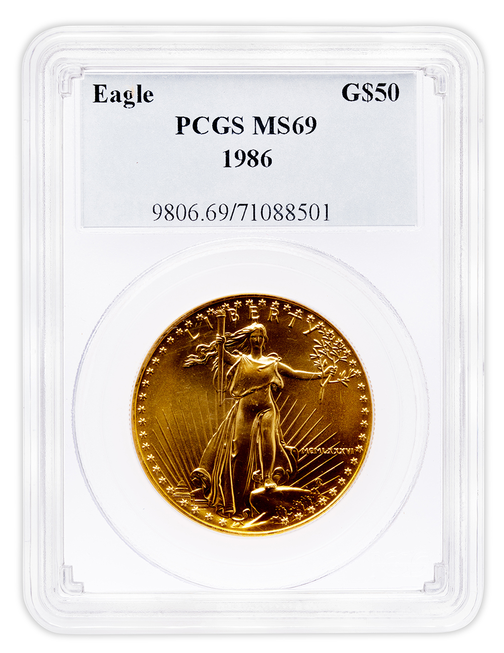 1986 1 Oz Gold American Eagle - PCGS MS69