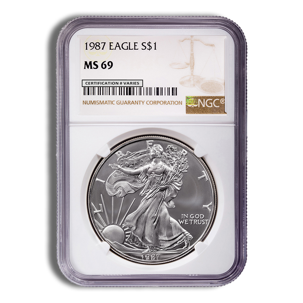 1987 Silver American Eagle - NGC MS69