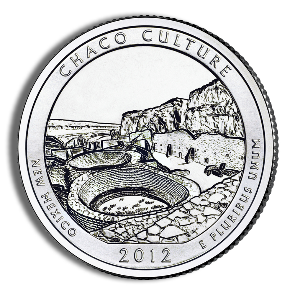 2012-P 5 Oz America The Beautiful Chaco Culture Burnished Silver Coin - BU (Cap Only, No Box and COA)