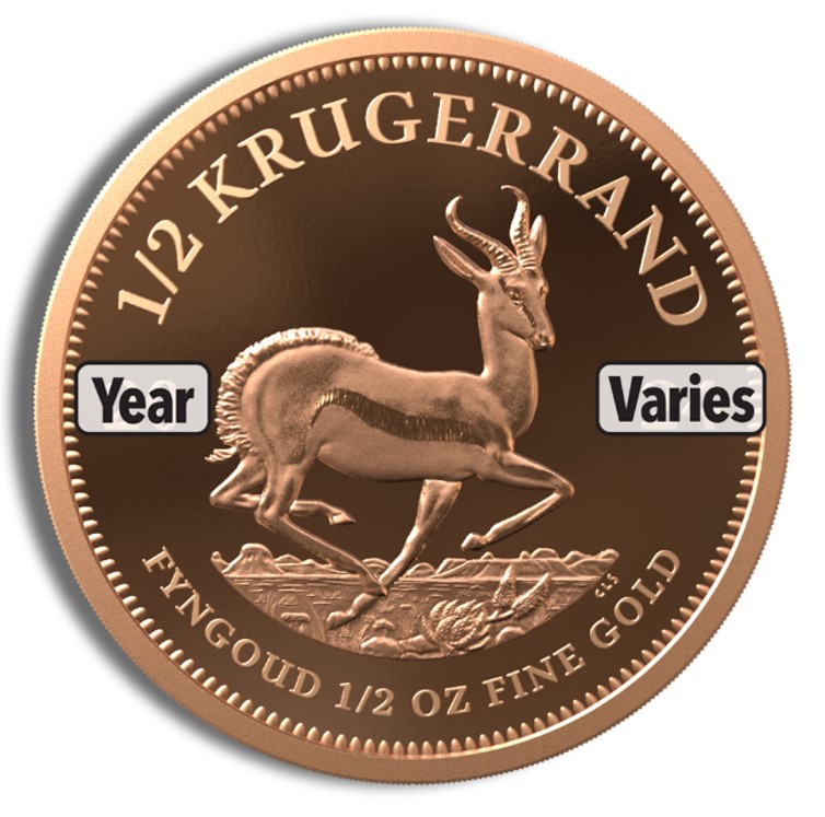 1/2 Oz Gold South Africa Krugerrand - BU (Random Year)