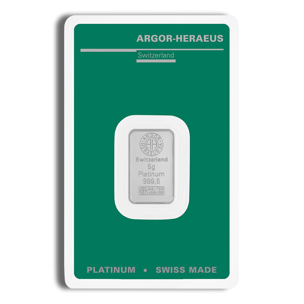 5 Gram Platinum Bar - Argor-Heraeus (In Assay Card)