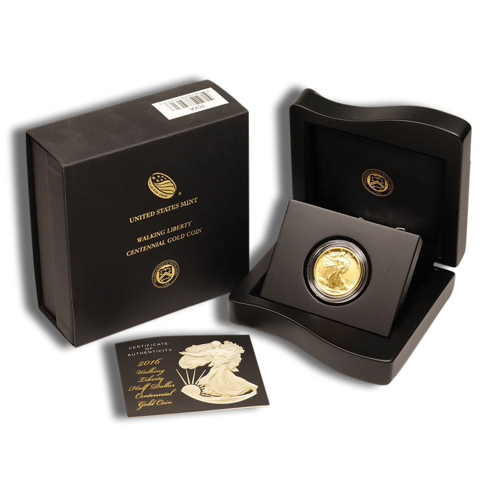 2016-W 1/2 Oz Gold Walking Liberty Centennial Coin - BU (with Box and COA)