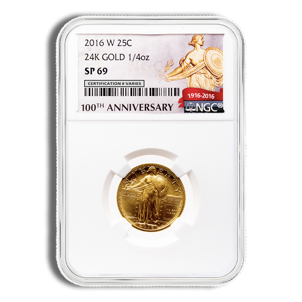 2016-W 1/4 Oz Gold Standing Liberty Centennial - NGC SP69