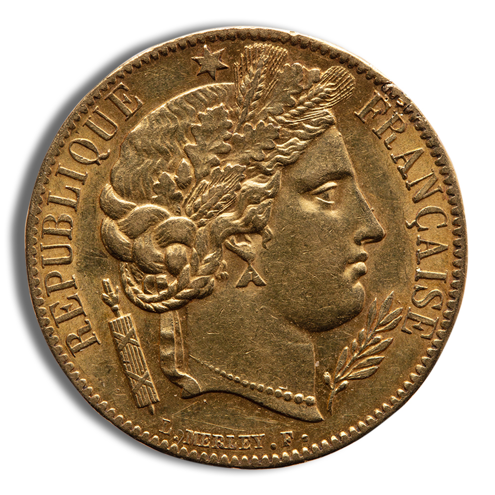 1849-1851 France Gold 20 Francs (Ceres) - XF+