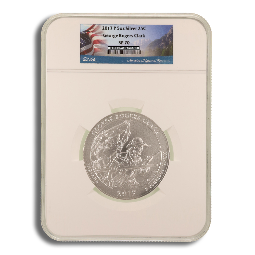 2017-P 5 Oz America The Beautiful George Rogers Clark Silver Coin - NGC SP70