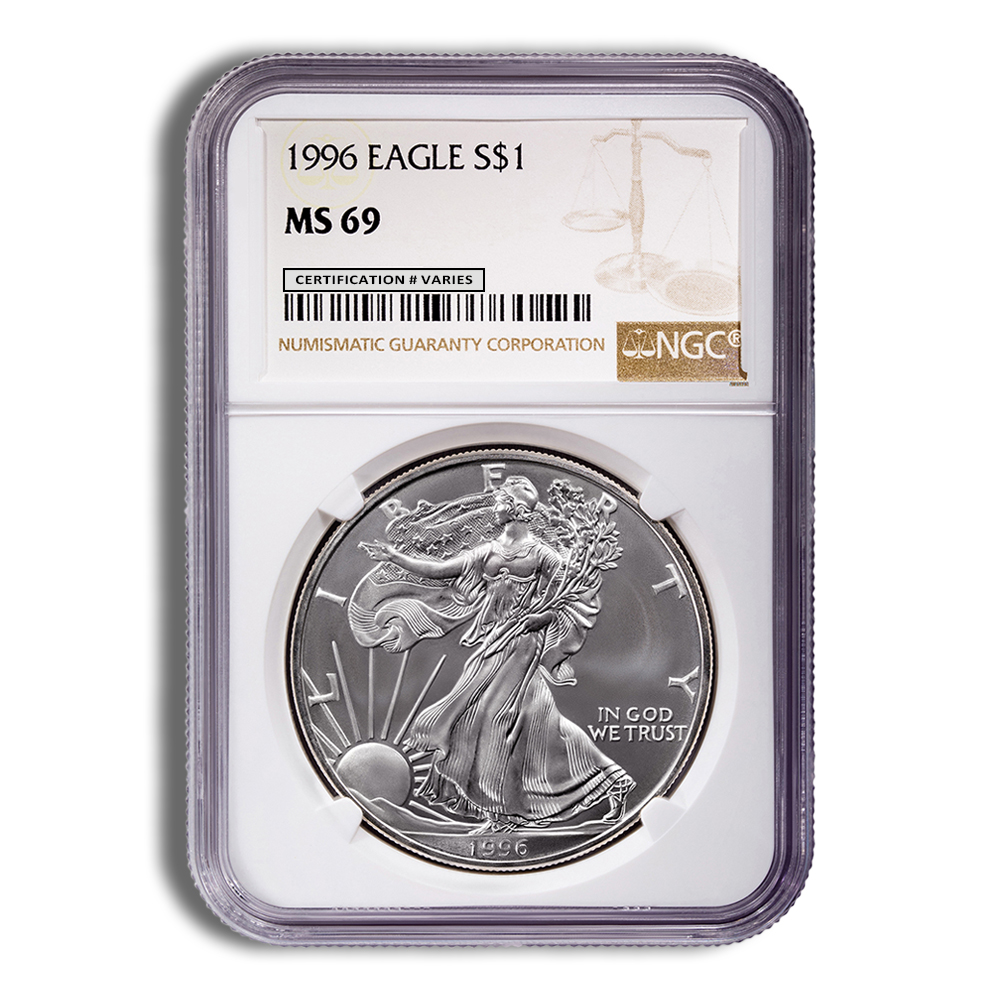 1996 Silver American Eagle - NGC MS69